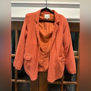 EUC Stoosh‎ Size Medium Women's Orange Textured Gauze Jacket